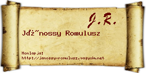 Jánossy Romulusz névjegykártya